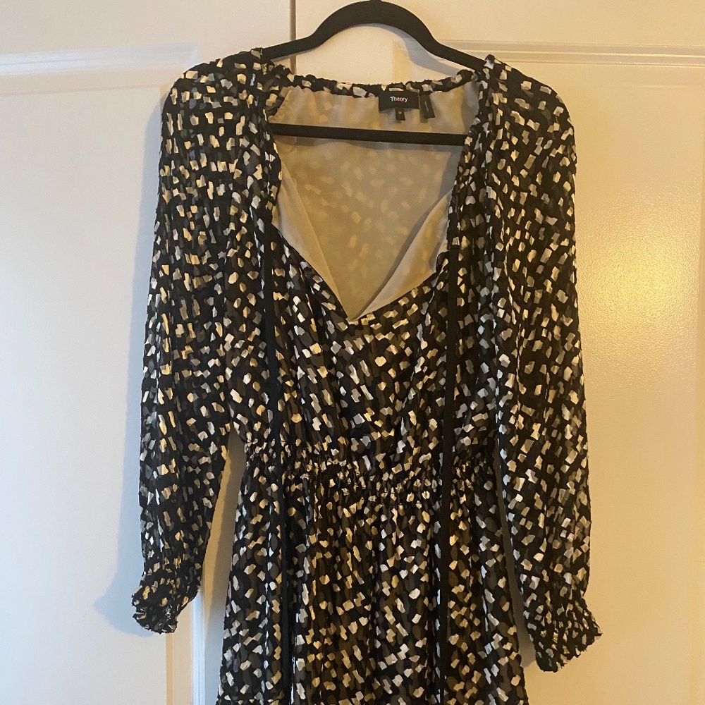 Theory Geo Print Silk dress